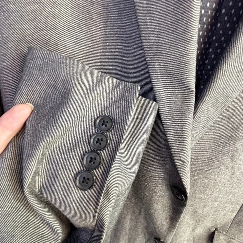 Modern Blazer MADE Cam Newton 42L Grey Cotton/Linen Sport Coat Minimalist Summer